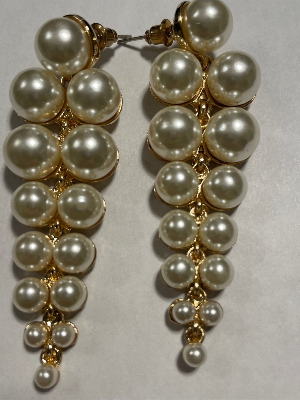 Gold-Tone Cream Pearl Cascade Drop Earrings - Picture 3 of 3